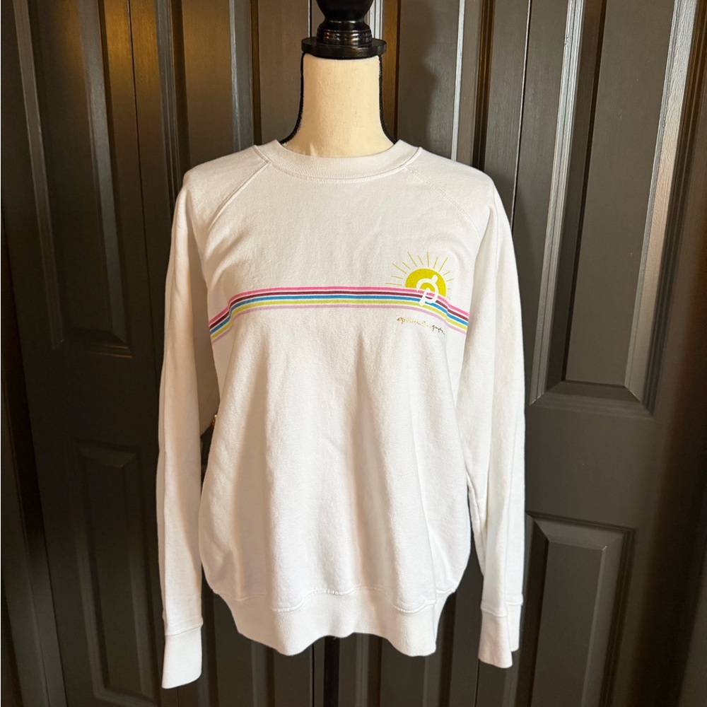 Peloton White Sweater with Gold Lettering